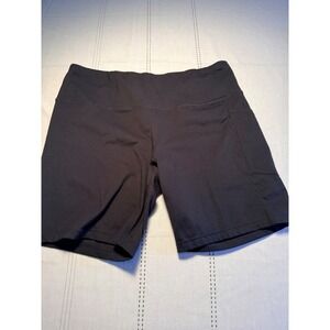 DKNY Womens Black High Waisted Biker Shorts Side Pocket XXL Athletic Yoga